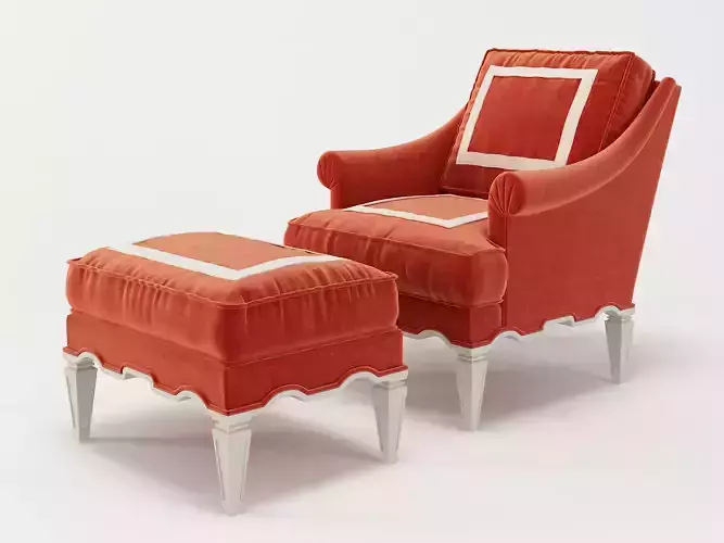 Palm Beach Armchair and Ottoman 3D model