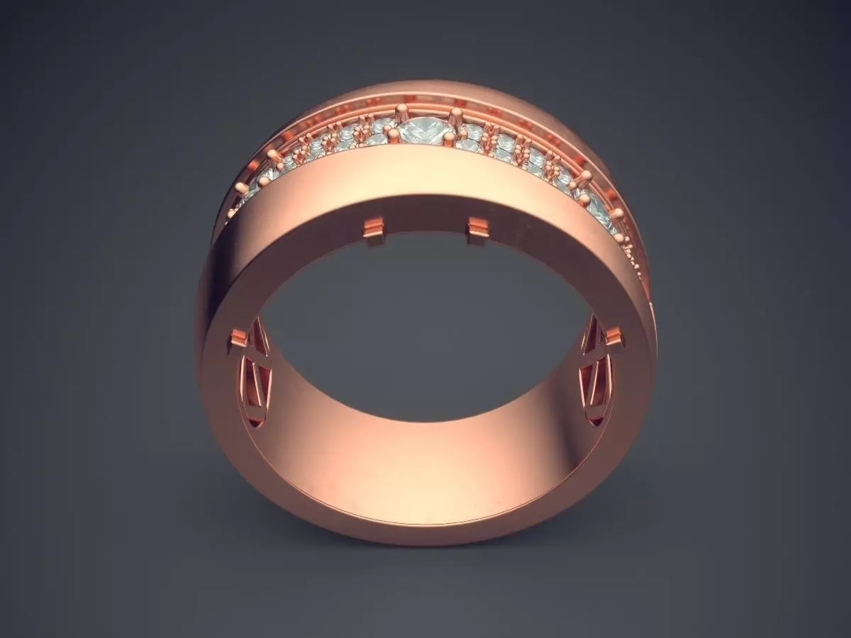 Thick Ring With Diamonds CAD-6978 3D print model_2