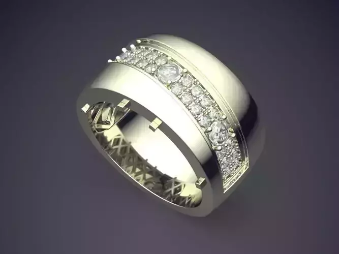 Thick Ring With Diamonds CAD-6978