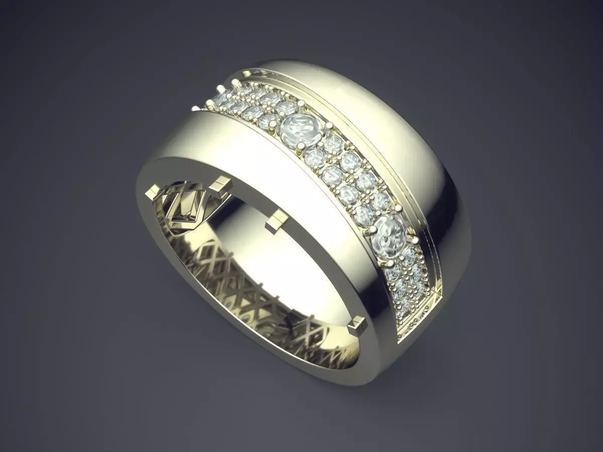 Thick Ring With Diamonds CAD-6978 3D print model_1