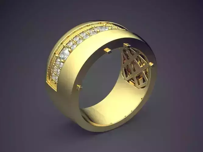 Thick Ring With Diamonds CAD-6978 3D print model