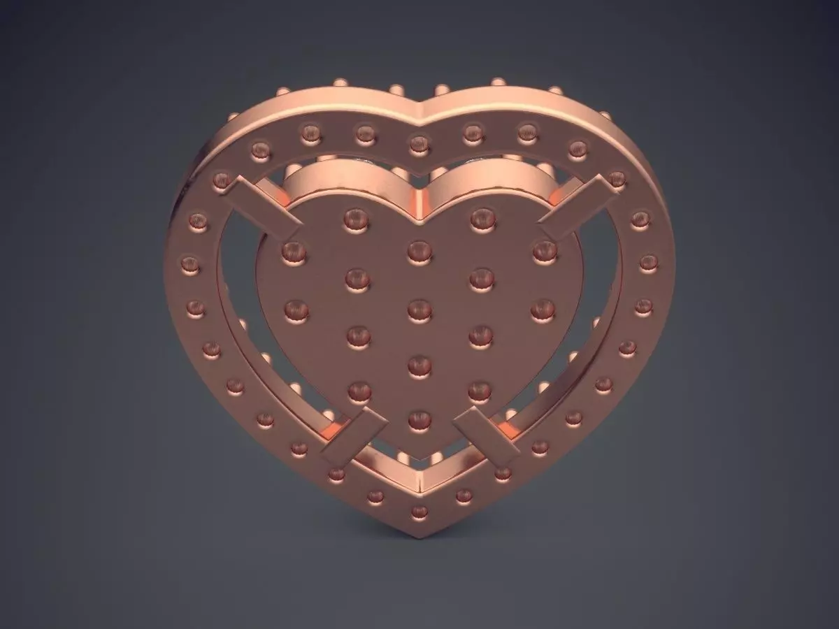 Heart Shape Brooch With Diamonds CAD-6976 3D print model_2