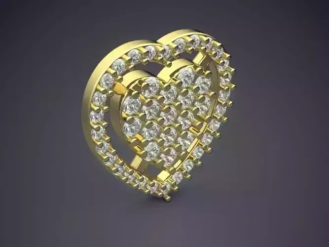Heart Shape Brooch With Diamonds CAD-6976