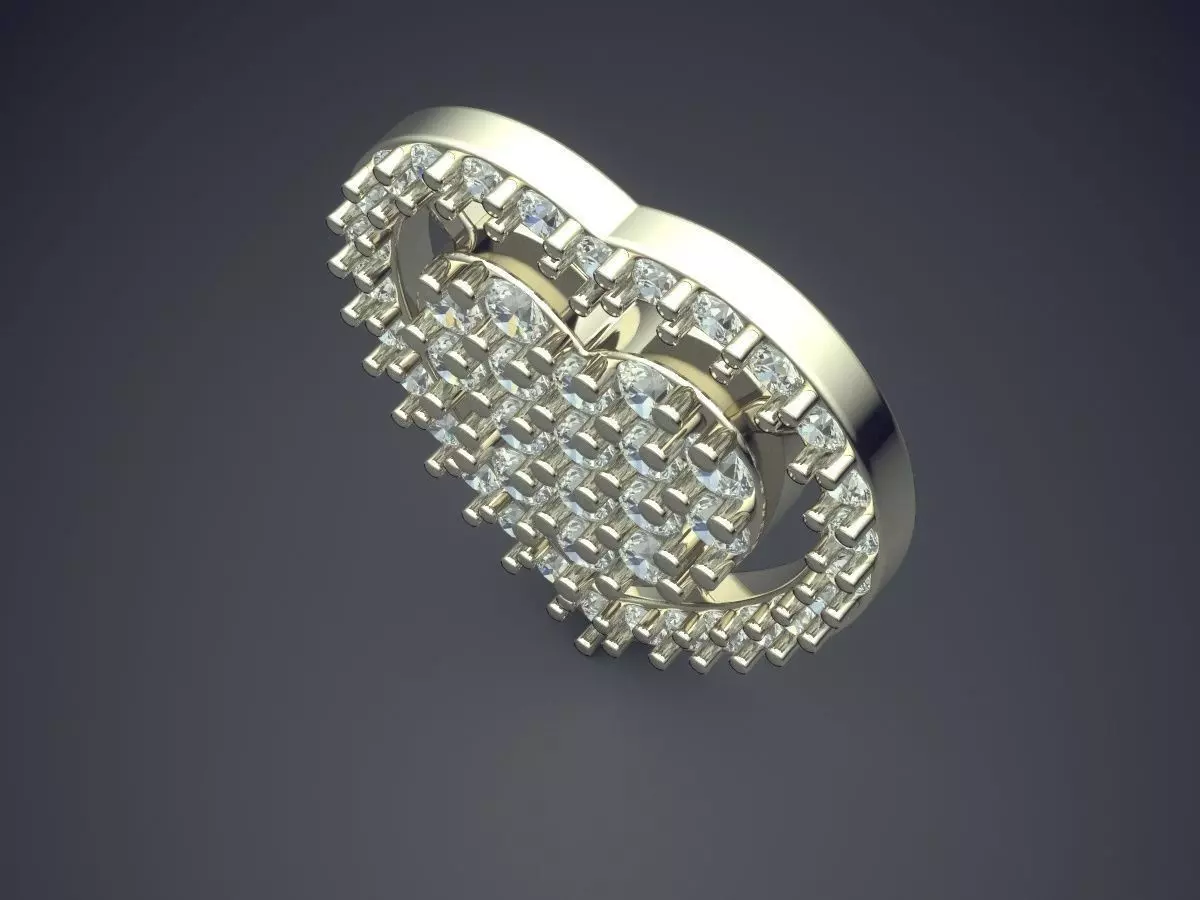 Heart Shape Brooch With Diamonds CAD-6976 3D print model_1