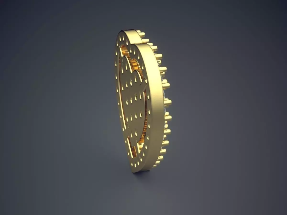 Heart Shape Brooch With Diamonds CAD-6976 3D print model_3