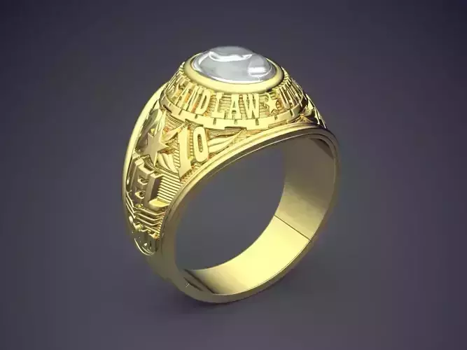 Thick Engraved Ring With Diamond CAD-6973 3D print model