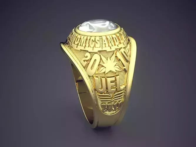 Thick Engraved Ring With Diamond CAD-6973