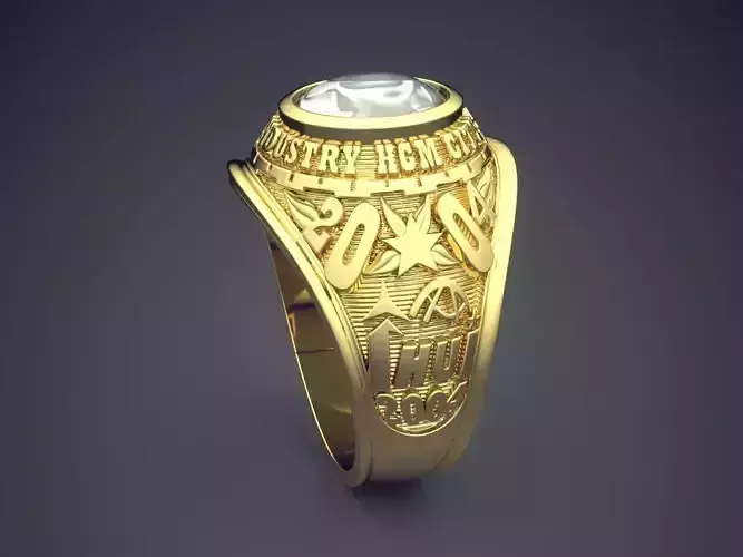 Thick Engraved Ring With Diamond CAD-6962