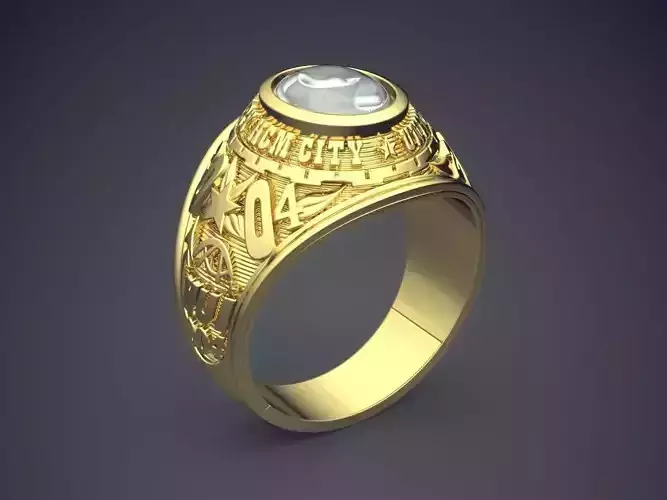 Thick Engraved Ring With Diamond CAD-6962 3D print model
