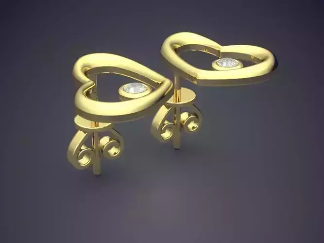 Heart Shape Earrings With Diamond CAD-6948