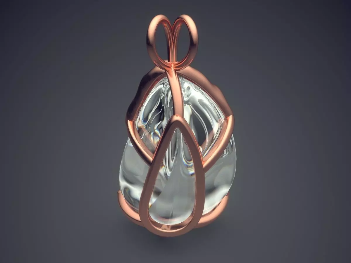 Pendant With Diamond CAD-6939 3D print model_2