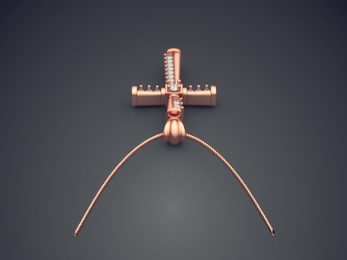 Cross Pendant With Chain CAD-6925 3D print model_2