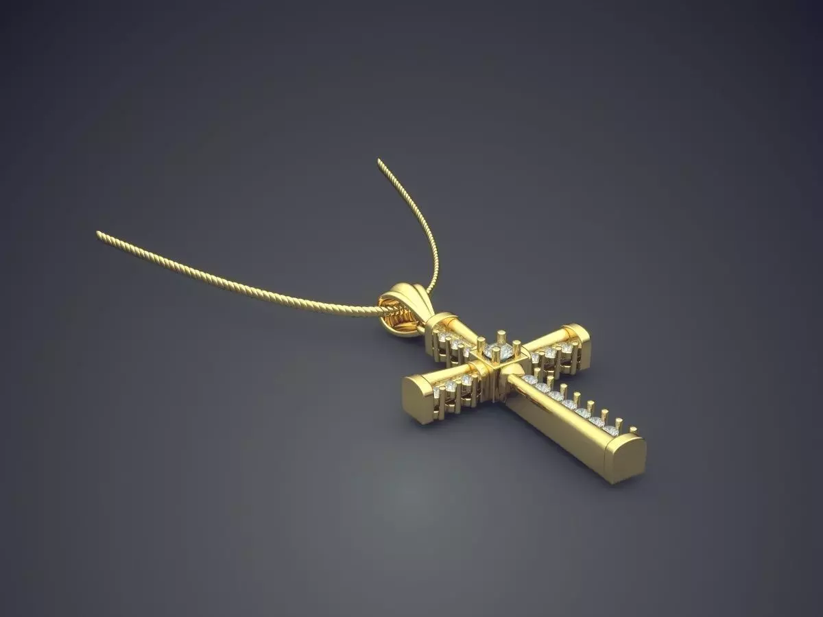 Cross Pendant With Chain CAD-6925 3D print model_0