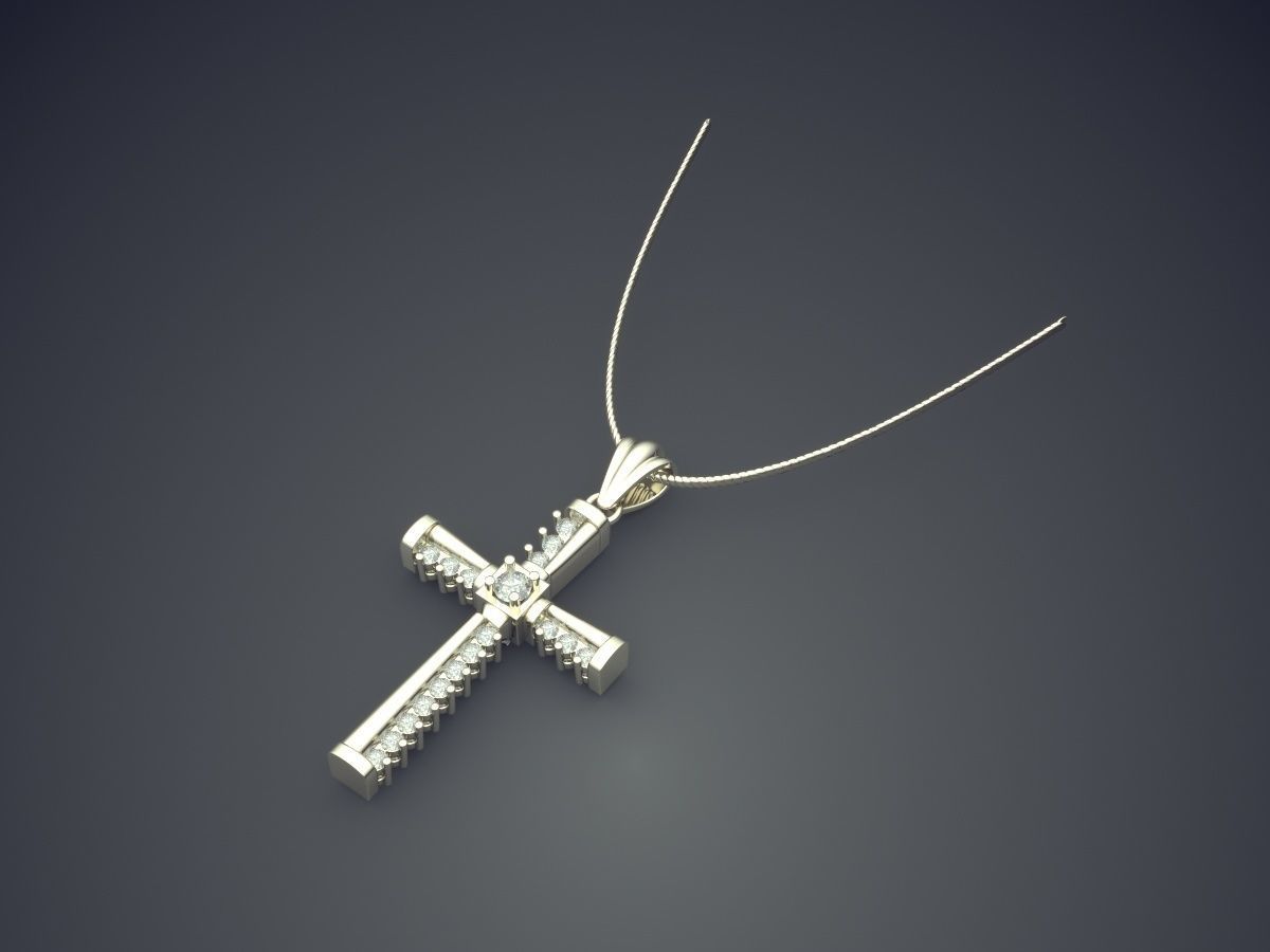 Cross Pendant With Chain CAD-6925 3D print model_1