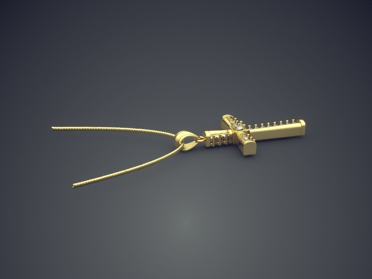 Cross Pendant With Chain CAD-6925 3D print model_3