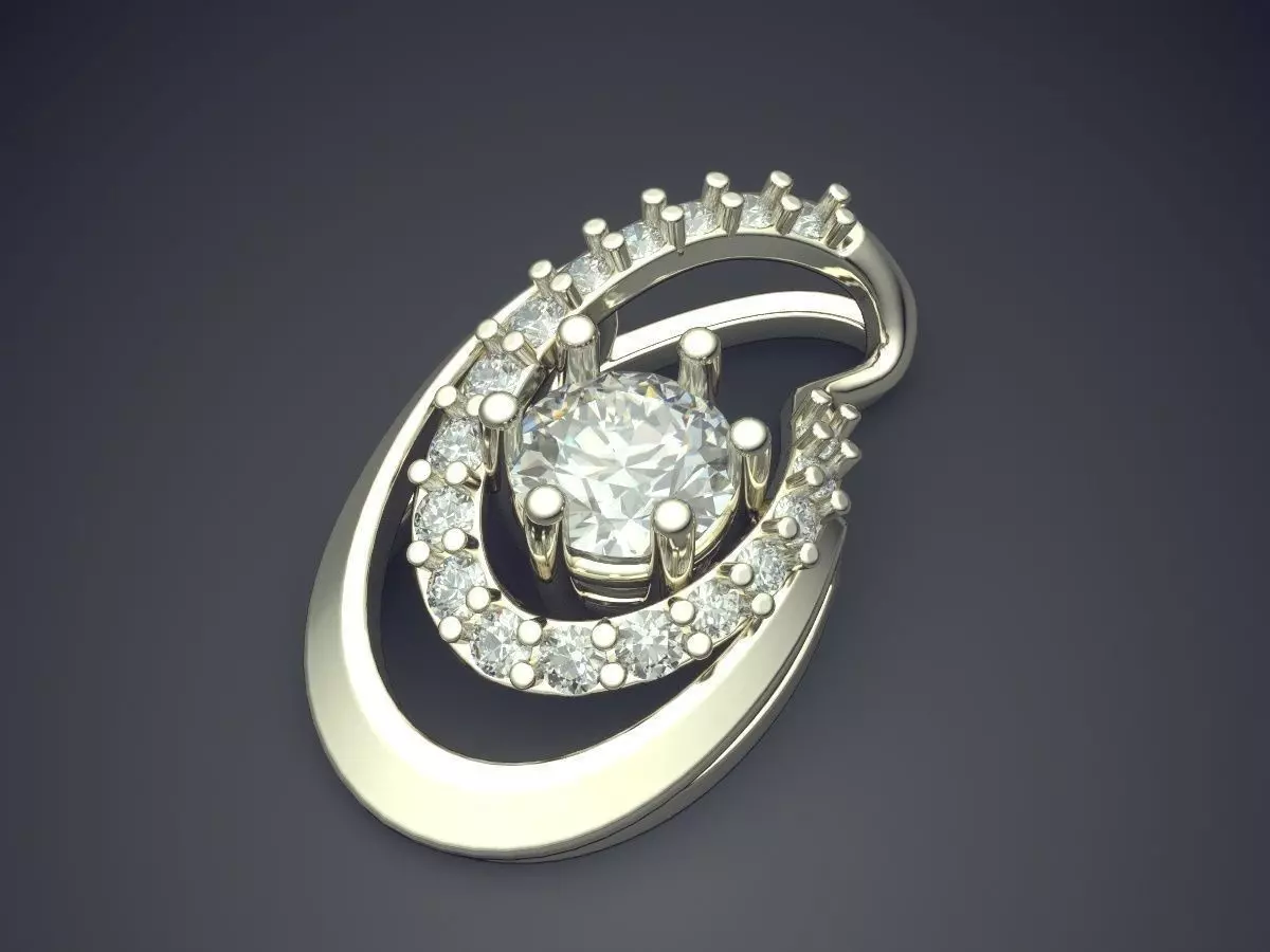Pendant With Diamonds CAD-6921 3D print model_1