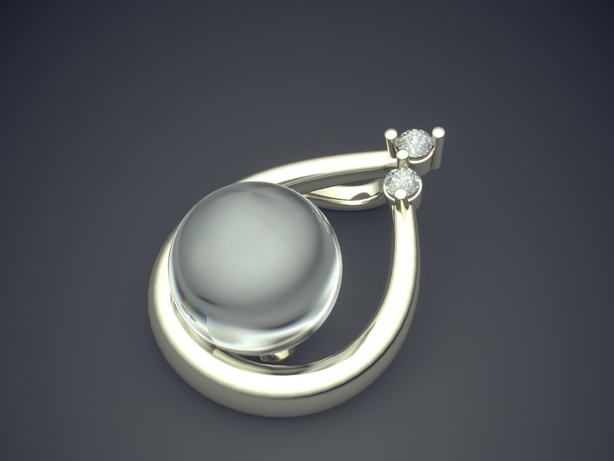 Pendant With Pearl CAD-6918 3D print model_1