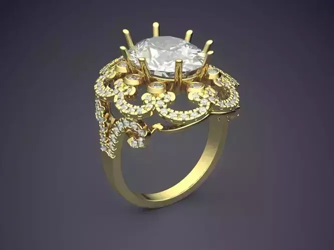 Engagement Ring With Diamonds CAD-6906 3D print model