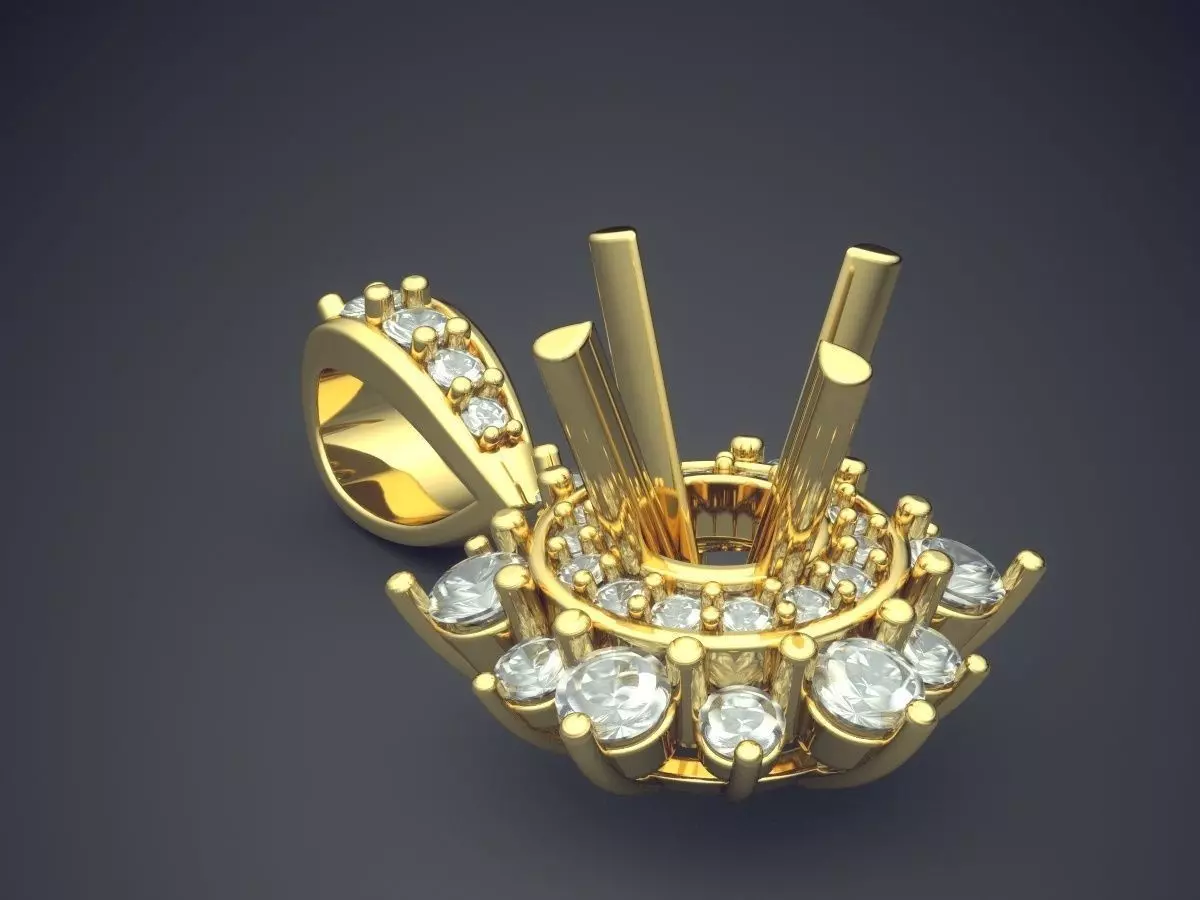 Pendant With Diamonds CAD-6903 3D print model_0