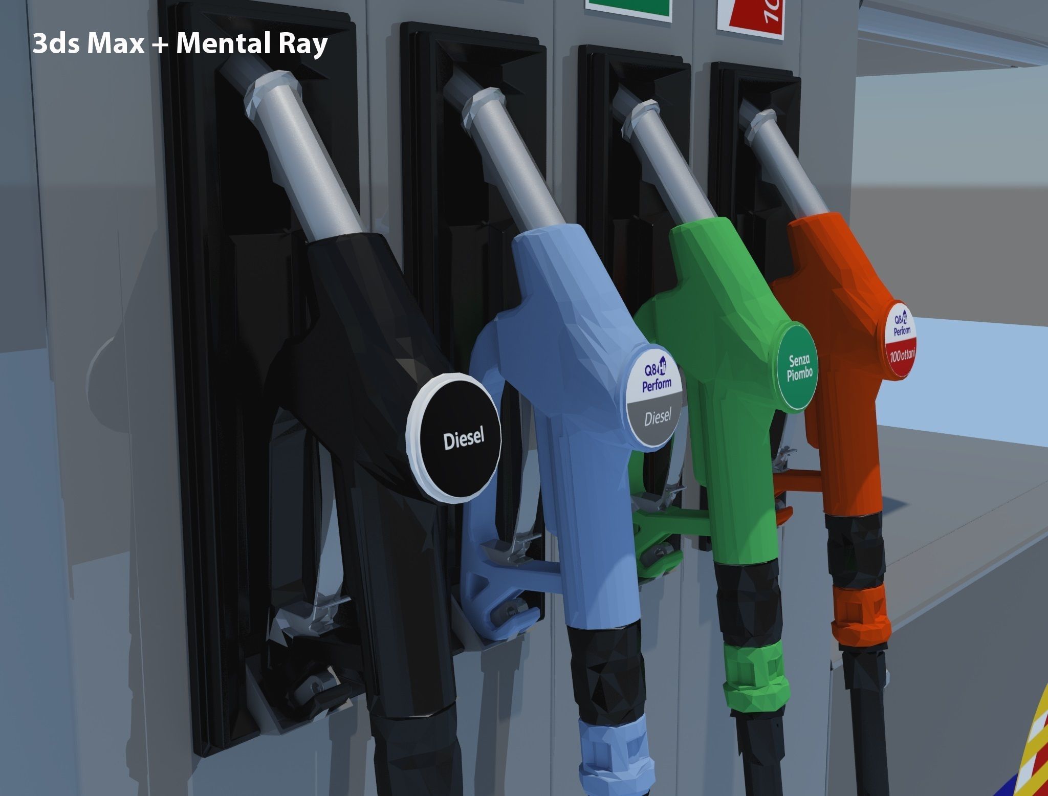 Fuel Dispenser Q8 Brand 3D model_1