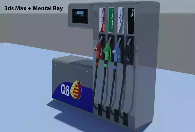Fuel Dispenser Q8 Brand 3D model Fuel Dispenser Q8 Brand 3D model