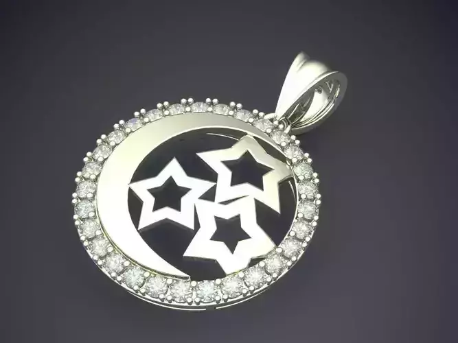Star Motif Pendant With Diamonds CAD-6881