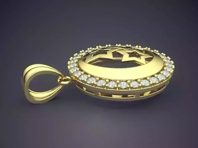 Star Motif Pendant With Diamonds CAD-6881