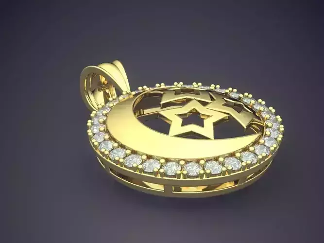 Star Motif Pendant With Diamonds CAD-6881