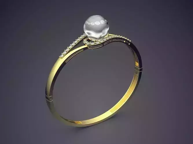 Wedding Ring With Pearl And Diamonds CAD-6880