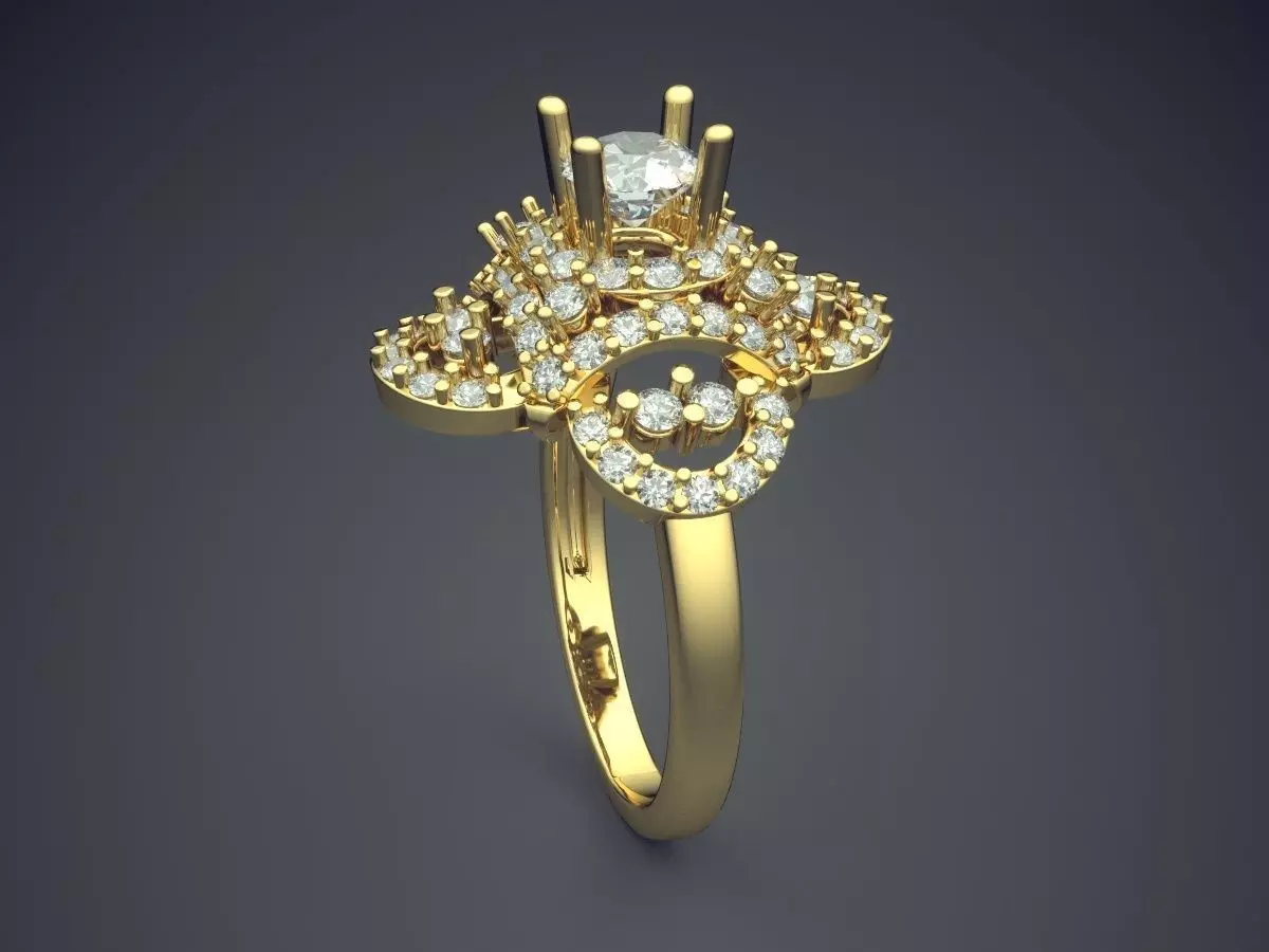 Ring With Diamonds CAD-6858 3D print model_3