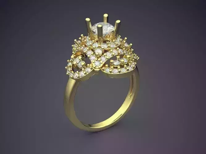 Ring With Diamonds CAD-6858 3D print model