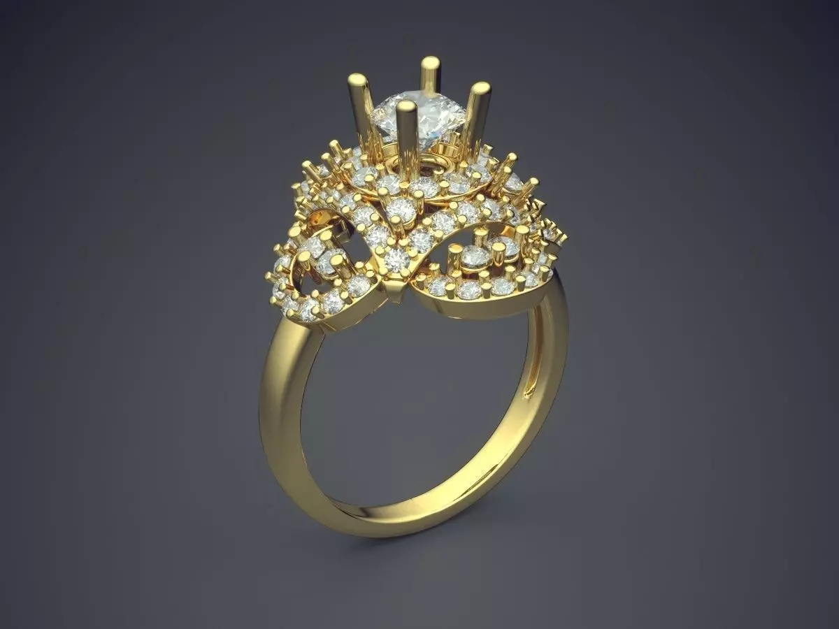 Ring With Diamonds CAD-6858 3D print model_0