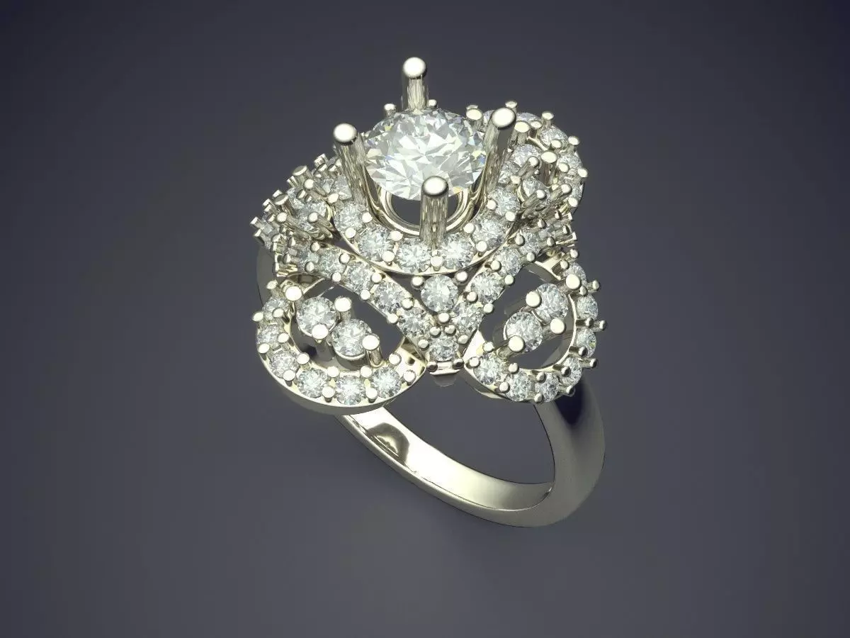 Ring With Diamonds CAD-6858 3D print model_1