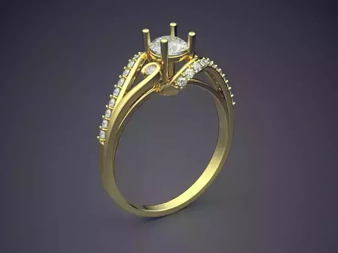 Engagement Ring With Diamonds CAD-6844