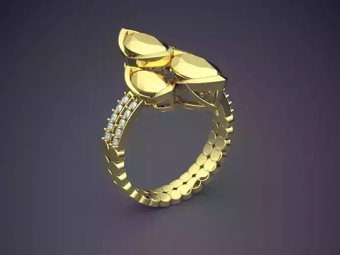 Ring With Diamonds CAD-6834 3D print model