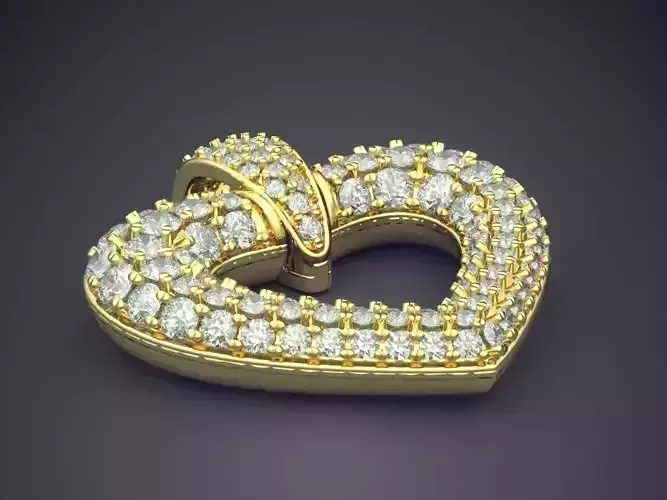 Heart Shape Pendant With Diamonds CAD-6833 3D print model