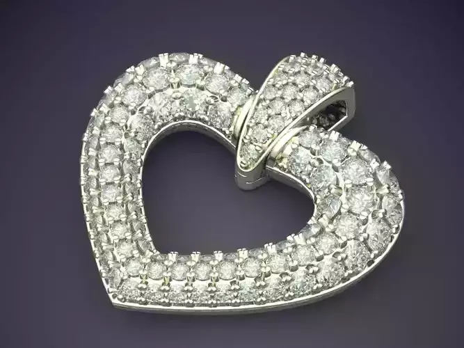 Heart Shape Pendant With Diamonds CAD-6833