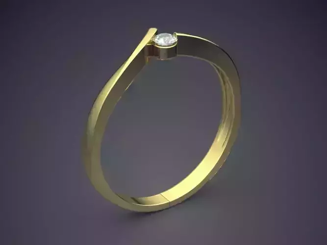 Curved Ring With Small Diamond CAD-6819