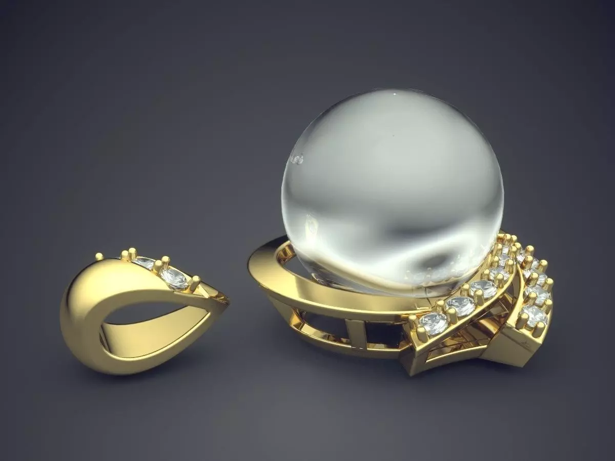 Pendant With Pearl CAD-6807 3D print model_3