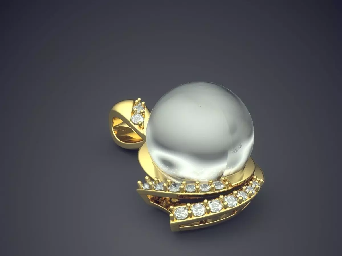 Pendant With Pearl CAD-6807 3D print model_0