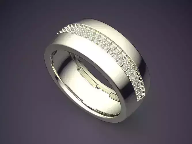 Thick Ring With Small Diamonds CAD-6806