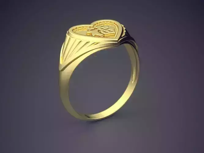 Heart-shaped Engraved Ring CAD-6802