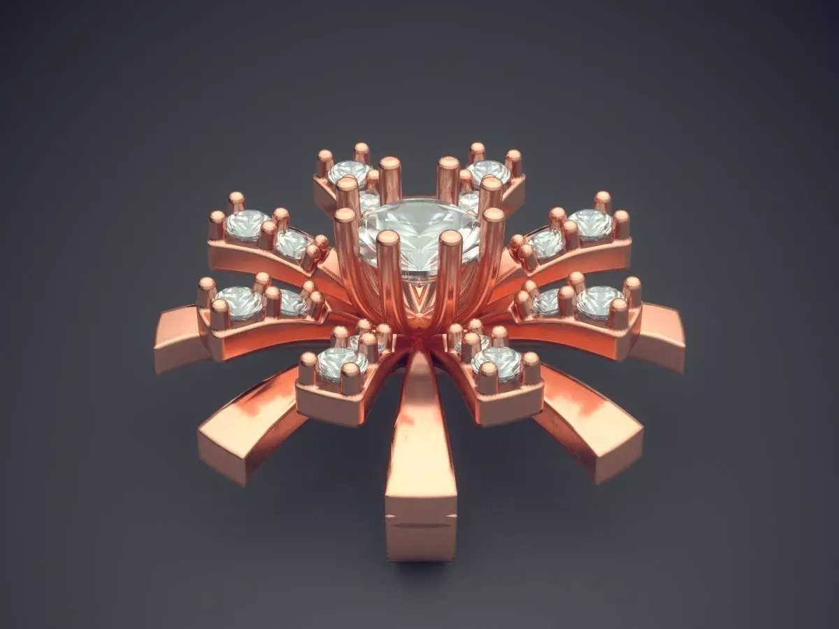 Flower Shape Pendant With Diamonds CAD-6798 3D print model_2