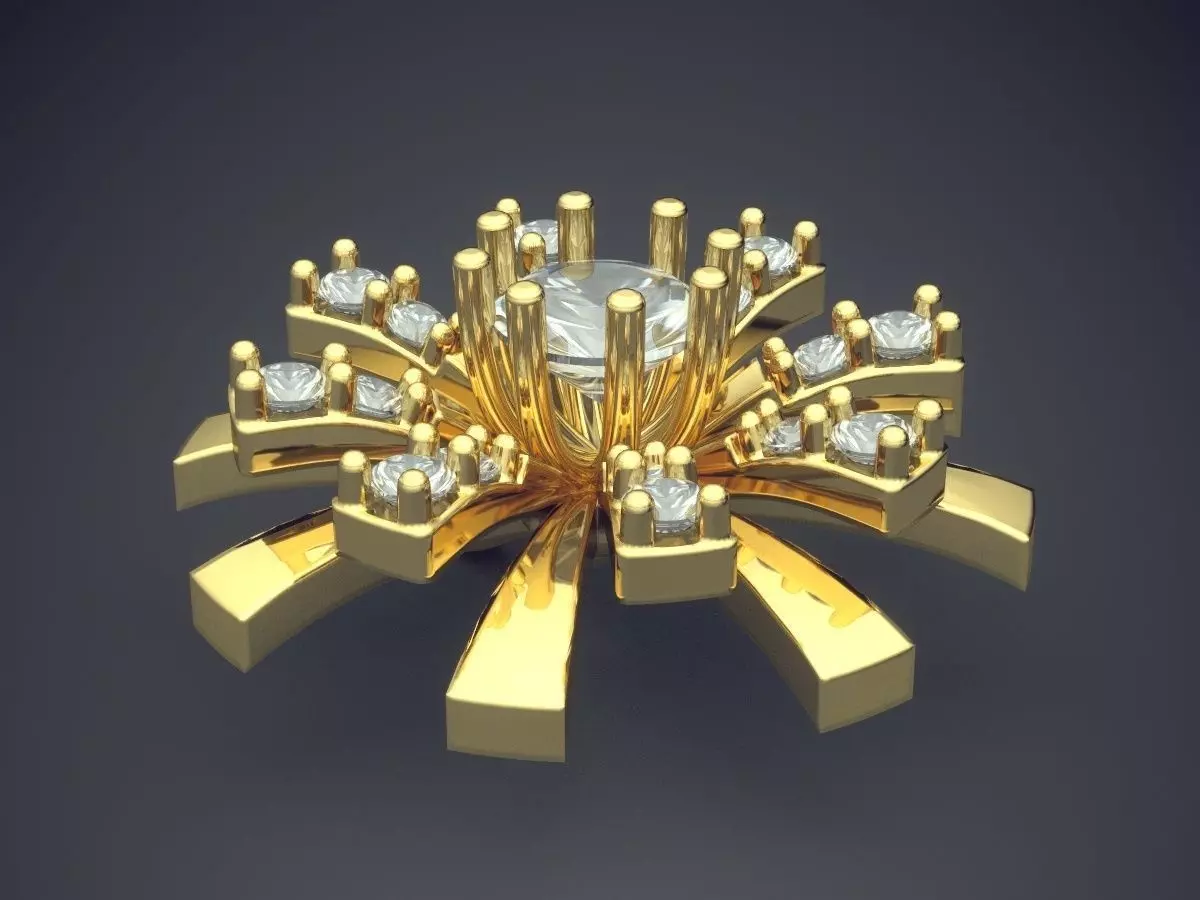 Flower Shape Pendant With Diamonds CAD-6798 3D print model_0