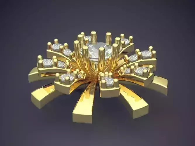 Flower Shape Pendant With Diamonds CAD-6798 3D print model