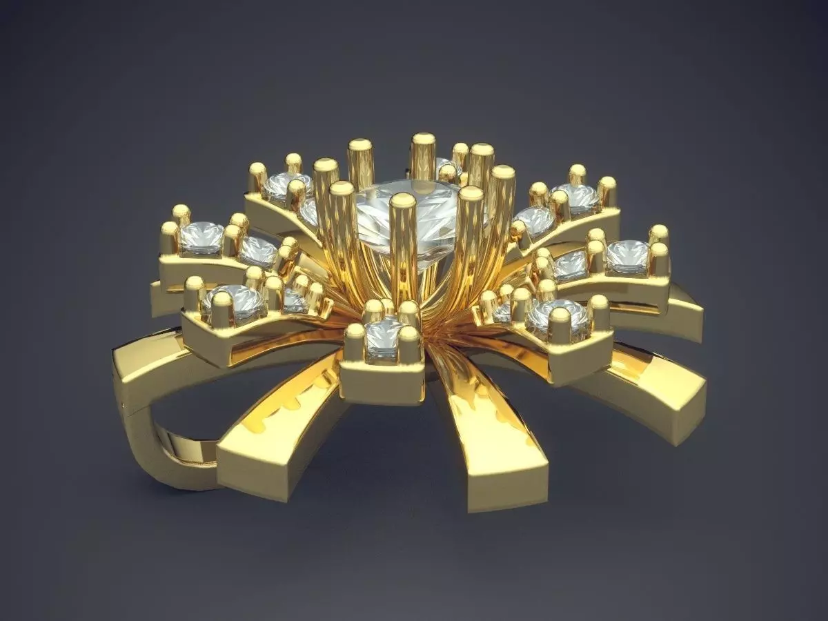 Flower Shape Pendant With Diamonds CAD-6798 3D print model_3