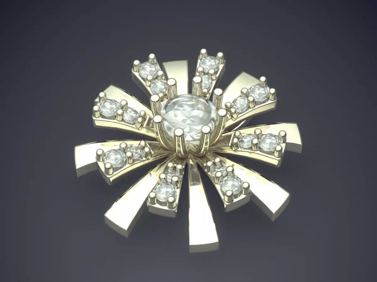 Flower Shape Pendant With Diamonds CAD-6798 3D print model_1