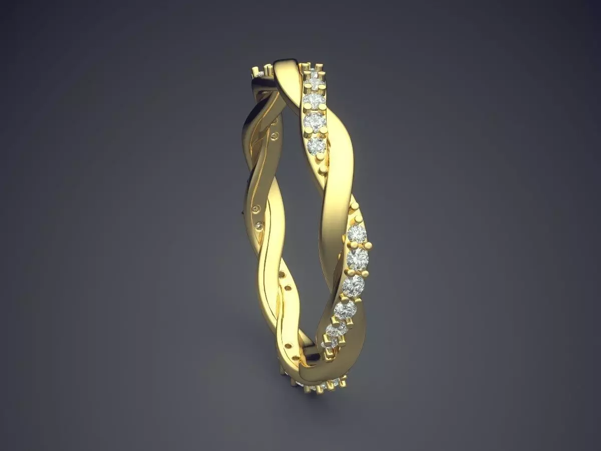 Ring With Diamonds CAD-6797 3D print model_3