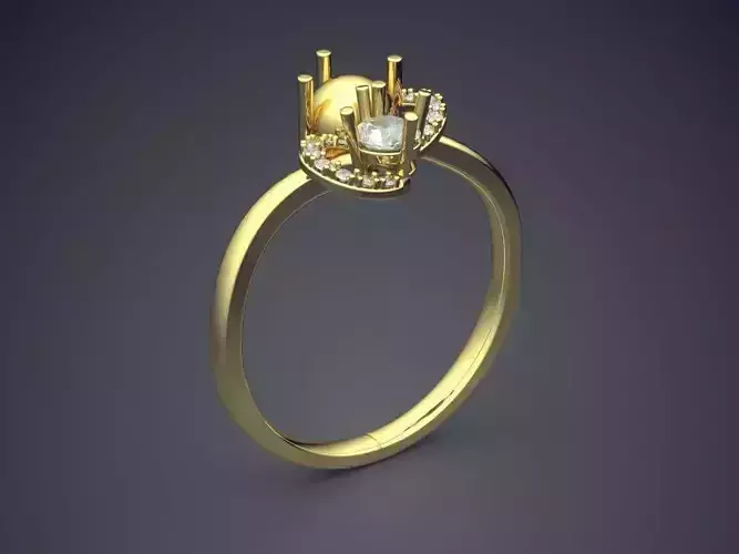 Thin Engagement Ring With Diamonds CAD-6795 3D print model