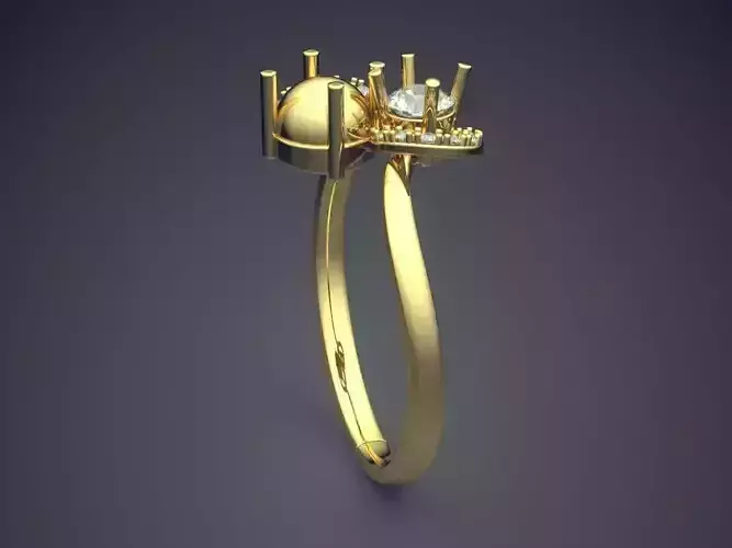 Thin Engagement Ring With Diamonds CAD-6795